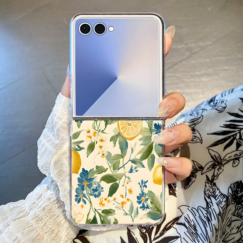 Phone Cases Z Flip 7 - Lemon Flower Pattern Folding Phone Case