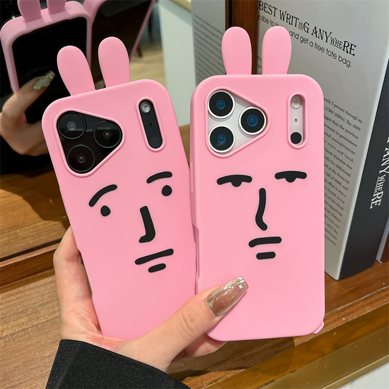 Phone Cases Kawaii - Kawaii 3D Funny Cartoon Pink Emoji