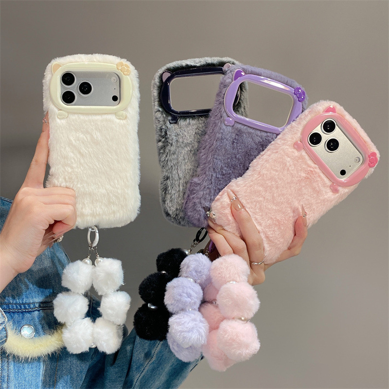 Phone Cases For Iphone 13 - Luxury Solid Colors Furry Plush Phone