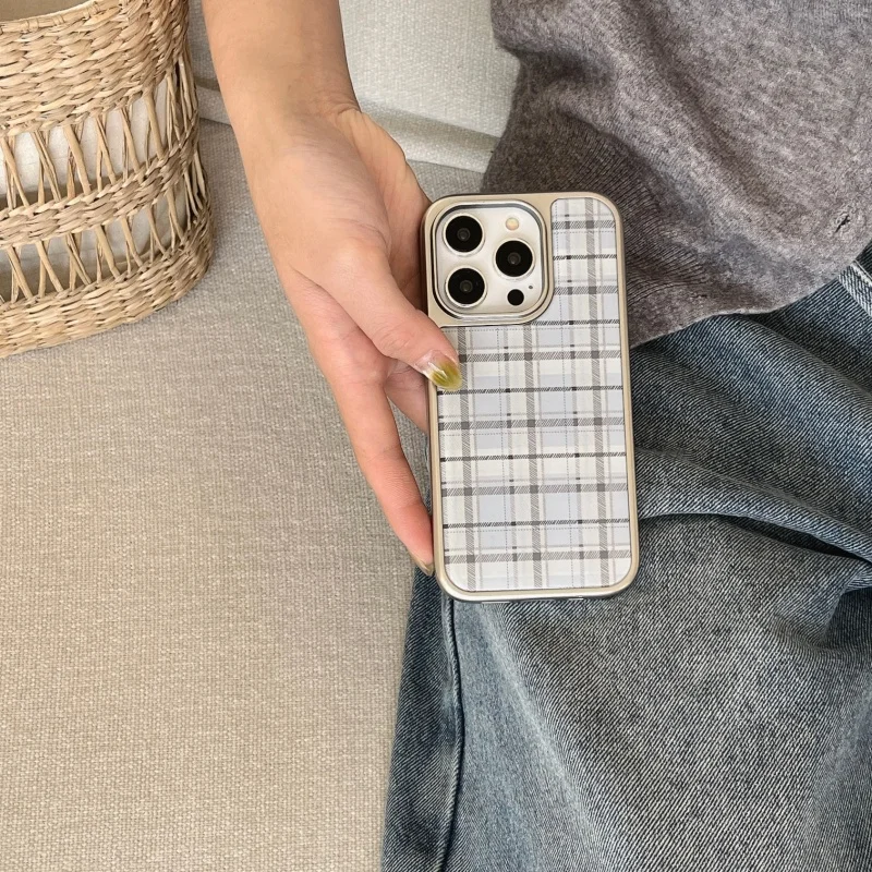 Korean Ins Epoxy Blue Plaid Pa - Phone Cases Korean recension och pris