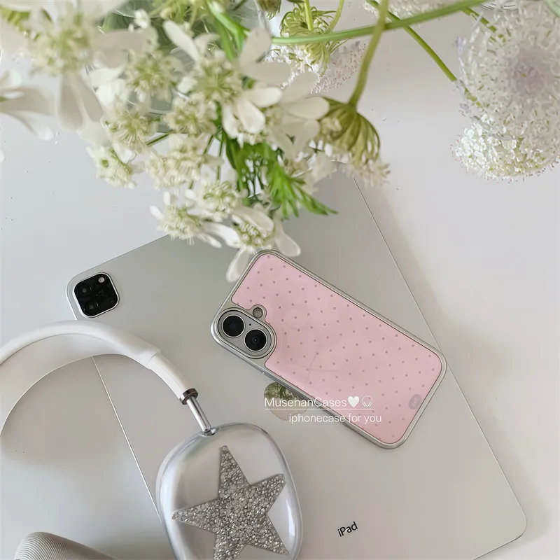 Korean ins Cream Pink Polka Do - Phone Cases Korean recension och pris