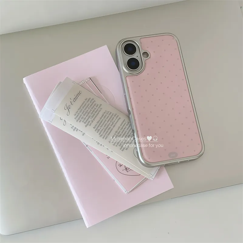 Korean ins Cream Pink Polka Do - Phone Cases Korean recension och pris