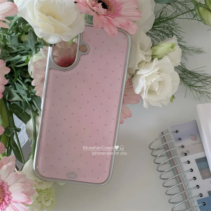 Korean ins Cream Pink Polka Do - Phone Cases Korean recension och pris
