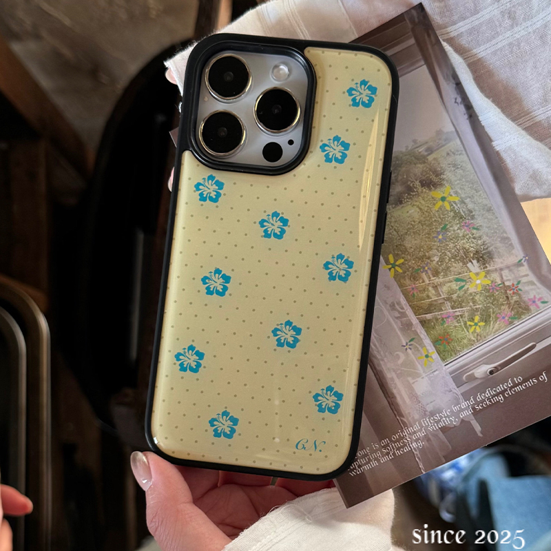 Korean Ins Blue Flowers Polka  - Phone Cases Korean recension och pris