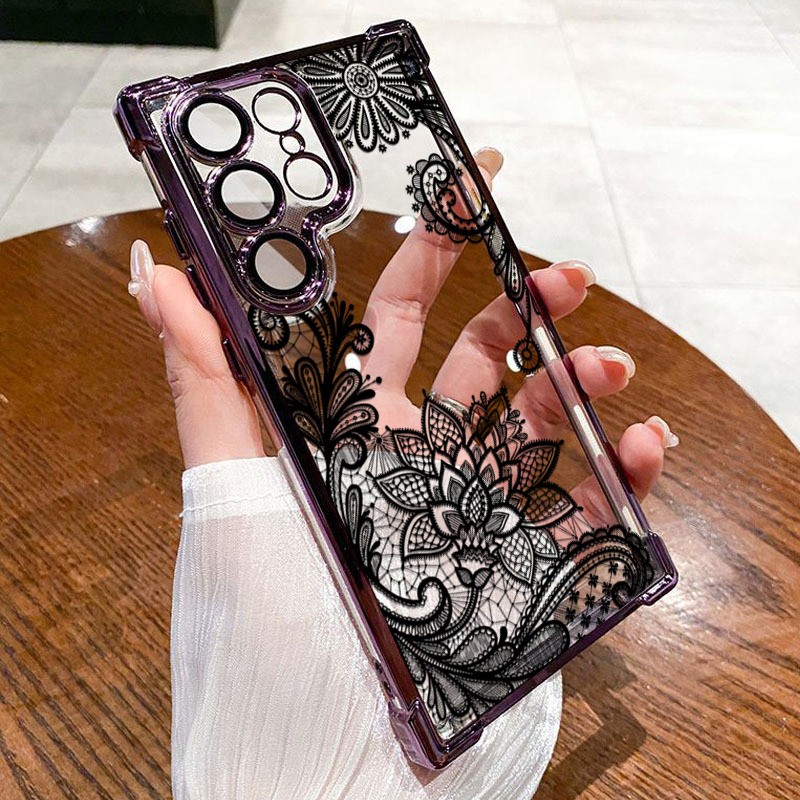Trendy Black Lace Flower Patte - Phone Cases Trendy recension och pris