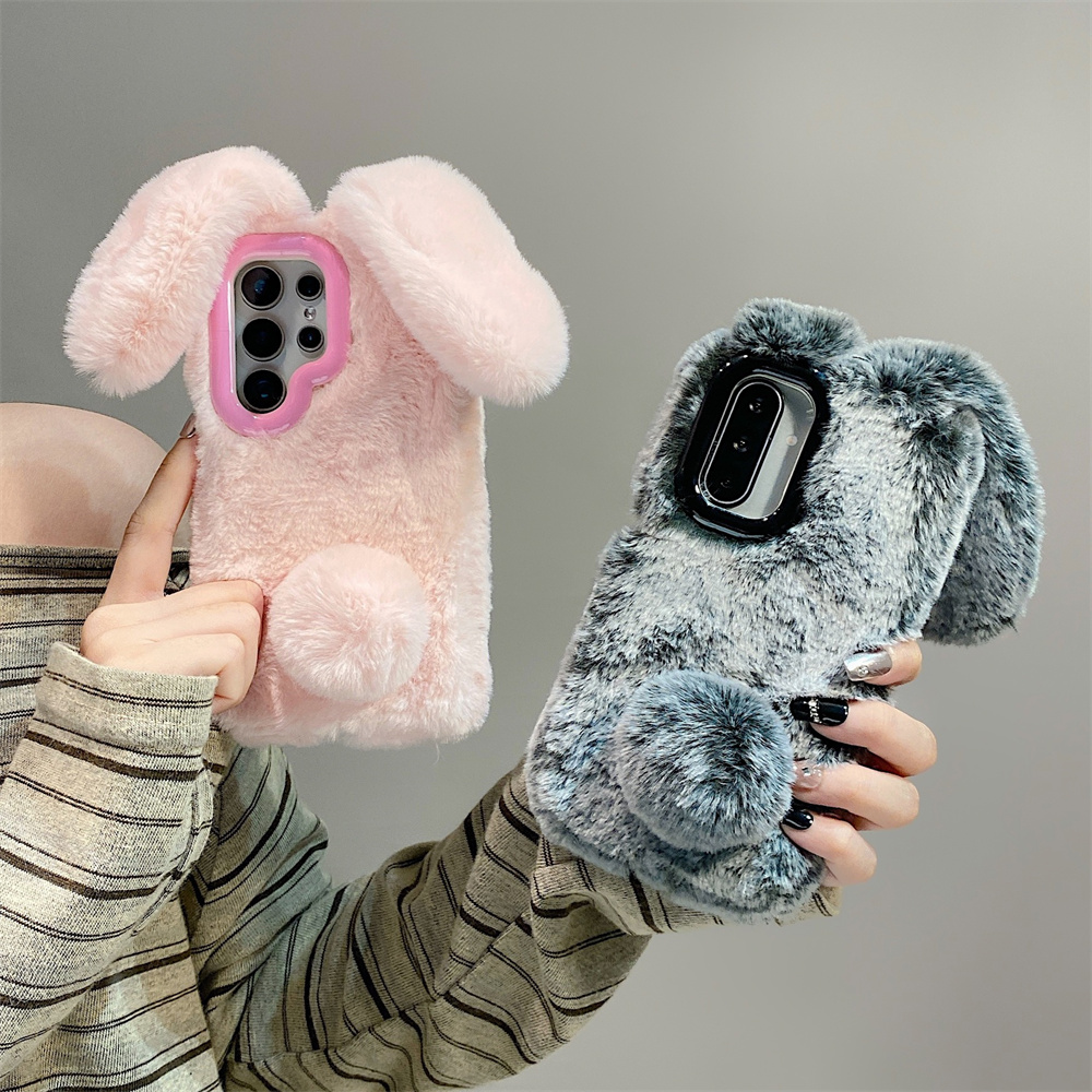 Cute Rabbit Ears Fluffy Stand  - Phone Cases Samsung recension och pris
